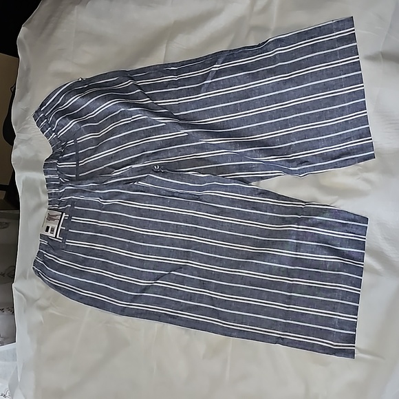 Cropped Linen blue and white pants - Picture 13 of 13